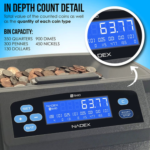 Efficient Coin Counter Sorter And Wrapper Machine with digital display showing coin count details