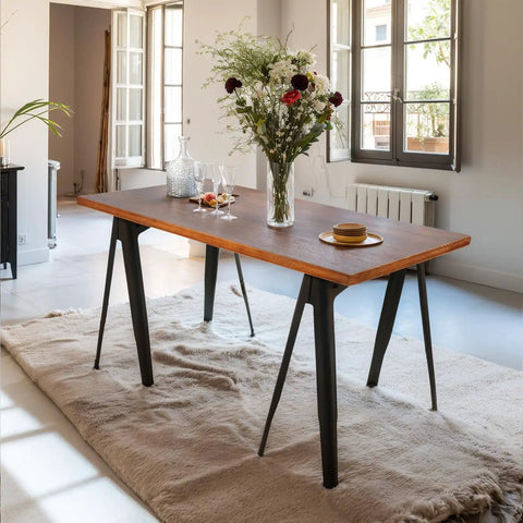 Dining table with Industrial A Shaped Table Leg Bracket Black For Computer Desk Coffee Table Kitchen Dining Tables Cast Iron