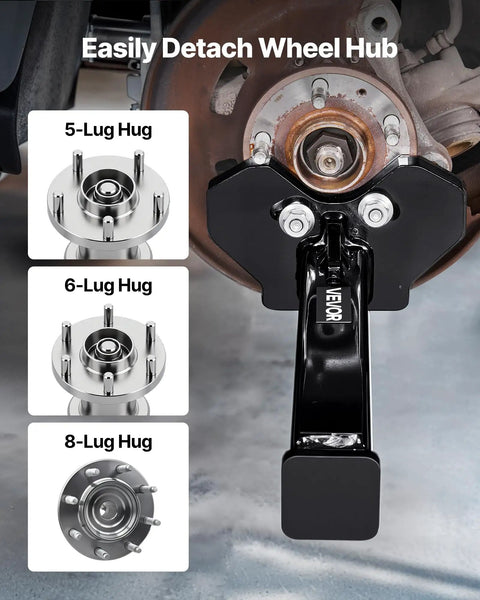 Wheel Bearing Hub Removal Tool Kit For 5, 6, And 8 Lug Hubs Universal Wheel Hub Buster Puller in use on vehicle wheel hub
