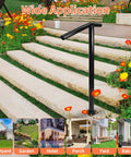 Super Solid Single Post Stair Handrail Built Heavy Duty For Outdoor Steps With Ergonomic Handles in a garden setting.