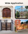 Multiple gate designs showcasing Built Rock Solid Gate Hinges Fitted With Sealed Bearings For A Smooth Silent Glide Adjustable Yoke Pivot Handles The Bulk On Huge Driveway Gates Up To 1100 Lbs Two Pack Carbon Black Kit.