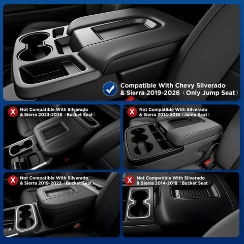 Center Console Hanging Organizer Tray For Chevy Silverado Sierra 1500 2019-2026 And Silverado 2500HD 3500HD 2020-2026 visible in truck cab.