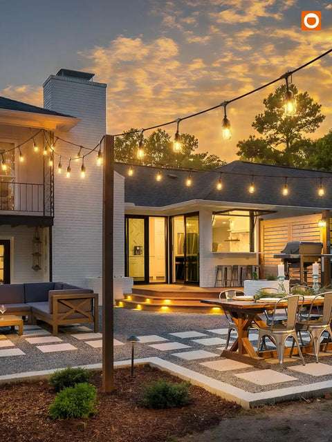 Outdoor Led String Lights 48ft With Edison Vintage Shatterproof Bulbs For Patio And Garden, Commercial Grade Weatherproof