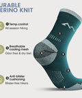 Men's Merino Wool Hiking Socks 3 Pack Micro Crew Cushioned Thermoregulating All Season Comfort Moisture Wicking Trekking Socks