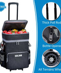 72 Can Large Rolling Cooler With Wheels And Telescoping Handle Collapsible Leakproof Insulated Soft Cooler Bag for easy transport