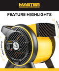 Heavy Duty Utility Blower With 3 Speed Portable Floor Fan, pivoting head, built in outlet, rugged construction front view
