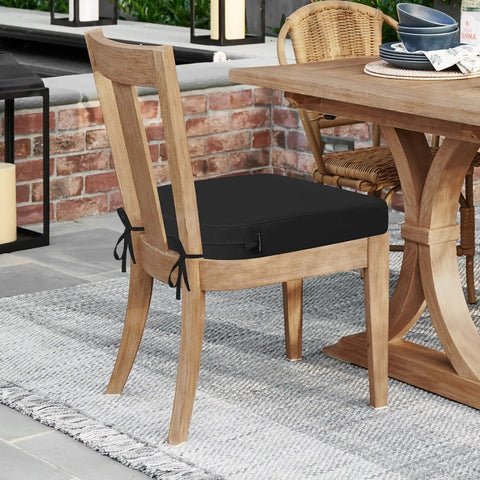 Outdoor Chair Cushions Set Of 2 Thick 17 By 17 Inch Waterproof Seat Cushions With Ties For Patio Furniture on wooden dining chair