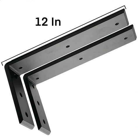 Beefy Heavy Duty L Shaped Shelf Brackets Set 12 Inch By 6 Inch By Two And A Half Inch Wall Mounted Iron Brackets Supports 300 Lbs Per Set For Granite Wood Concrete Countertops Shelves 2 Pack
