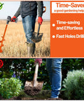 Person using 4X24 Inch Auger Drill Bit For Planting Heavy Duty Garden Post Hole Digger With Spiral Double Blade outdoors