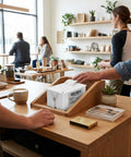 Rock Solid 58mm Thermal Receipt Printer Featuring Embedded Micro Usb And Ttl Serial Port in a modern café setup with coffee.