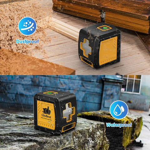 Self Leveling Laser Level 100ft Green Cross Line Two Line Laser For Construction And Picture Hanging IP54 Waterproof shown in dust and water testing