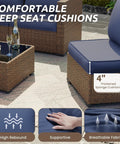 Outdoor Chair Cushions Set Of Four 23 By 20 By 4 Inches With Removable Cover Navy Waterproof And Fade Resistant For Patio Furniture Keeps It Cozy And Durable on wicker chairs with glasses on table
