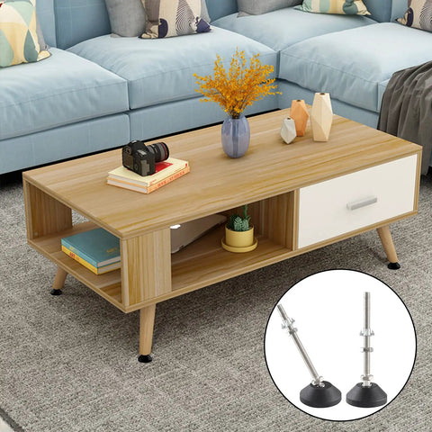 Heavy Duty Adjustable Leveling Feet With Grippy Rubber Cups To Square Up Wobbly Furniture M8 Thread Glides on coffee table