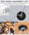 Dual Sided Rubber Cable Grommet Kit for Organized Cable Management and Desk Hole Covers Wear Resistant Black Grommets for Home Office Setup 6 Pack Durable Cable Pass Through Plugs, black rubber desk hole cover with cable