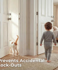 Heavy Duty 4 Pack Door Pinch Guards That Save Littles From Darn Door Slams And Keep The Nursery Secure With A Quick No Tool Installation Process Inside Any House, child walking past open door with cat.