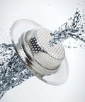 Two Pack Stainless Steel Kitchen Sink Strainer Set With Large Wide Rim Four Point Five Inch Diameter Micro Perforated Two Millimeter Holes