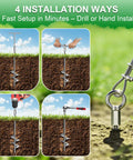 4 installation methods of Heavy Duty Shed Anchor Kit 30 Inch Ground Anchors Screw In 2 Pack with T Handle and Drill Bit Adapter