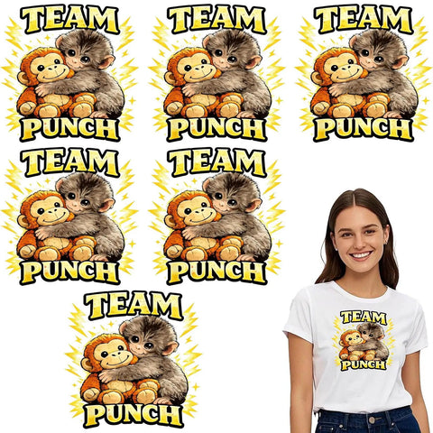 Six Pack 7x7 Inch Iron On Transfers For T Shirts And Hoodies DTF Heat Press Stickers Square 18cm Each With Team Punch Design