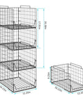 Diagram of Stackable Closet Organizer Bins 4 Pack For Wardrobe And Laundry Room, Foldable Drawer Shelf Storage dimensions