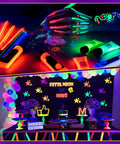 Neon glow party setup with vibrant UV decorations using 60W Black Light Bar With Remote 72 LED Flood UV Light 3 Light Modes