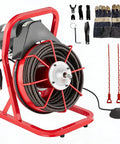 Get That Water Flowing Smooth With This 75 Foot Electric Drain Snake Harnessing A Beasty 370W Motor And Auto Feed Cable with accessories.