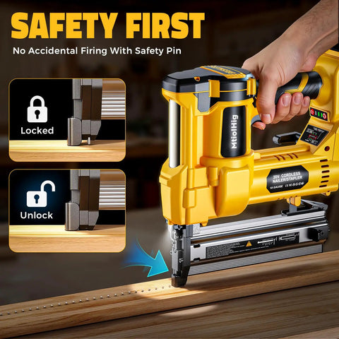 Workhorse Cordless Brad Nailer 18 Gauge 2 Inch Drive 2 In 1 Electric Staple Gun Compatible With DeWalt 20V Max Battery 7.2 Lbs Heavy Duty Tool Only For Woodworking And Custom Builds