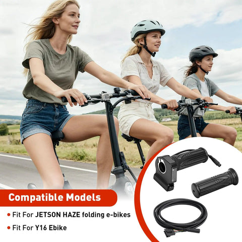 48V Electric Bike Throttle Grip With LCD Voltage Display And Cruise Control, Plug-N-Play Replacement Accelerator For Folding E-Bikes, 6-Pin Connector, Easy Install, Smooth Acceleration And Smart Battery Readout