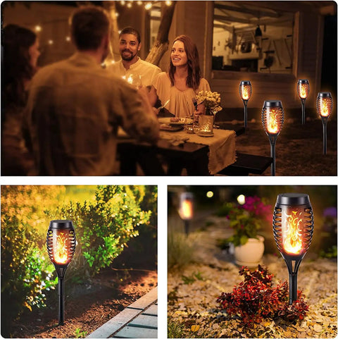 Outdoor Halloween Lights Four Pack LED Torch Lanterns With Flickering Flame Effect Waterproof Tiki Torches for garden