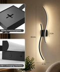 No Brainer Wireless Led Wall Sconces With Rock Solid 10000Mah Battery, 3CCT Lighting Tweak, Slick Black Shell, Quick Snap Install, Long Enduring Rechargeable Home Accent 2 Pack - stylish curved design with matte black metal backplate and USB-C interface.