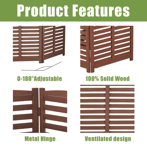 Product features of 32 Inch Wide By 38 Inch High Three Panel Outdoor AC Fence Screen with adjustable and ventilated design