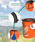 No Sweat Snap On Portable Toilet Seat For 5 Gallon Buckets Camping Pail Cover with toilet paper holder and hook