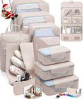 10 Piece Packing Cube Set For Travel With Anti Tear Luggage Organizer Includes Shoe Bag And Hanging Toiletry Bag Perfect Gift