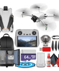 Mini 3 Drone With RC Remote Bundle Portable 4K Quadcopter Kit With 64GB Card Pro Sling Backpack Landing Pad Card Reader Kit