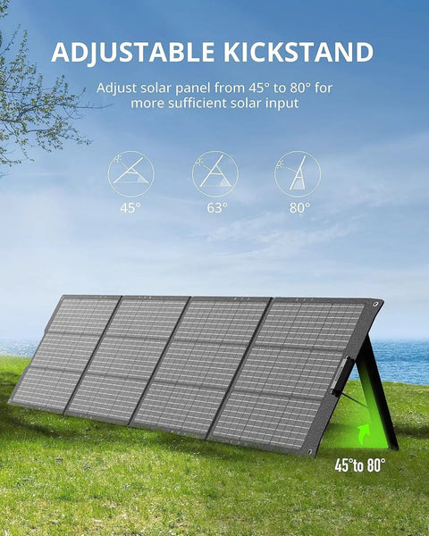 200W Portable Solar Panel For Power Station With Foldable Design And Adjustable Kickstands on grass, outdoor use