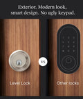 Worlds Smallest Smart Lock With Built In Matter And Bluetooth Hiding Tech Inside Your Door For Sleek Security Satin Nickel