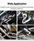 Battle Ready 2.5 Inch 2 Bolt Exhaust Flange Connection Kit Crafted From 304 Stainless Steel for connecting exhaust pipes and turbochargers.
