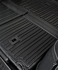 All Weather TPE Cargo Mat With Backrest Mats For Volkswagen Atlas 6 And 7 Seat SUV 2018 2019 2020 2021 2022 2023 2024 2025 2026 Trunk Liner Custom Fit Not For Cross Sport, showing installed trunk liner covering entire cargo area and backrests.