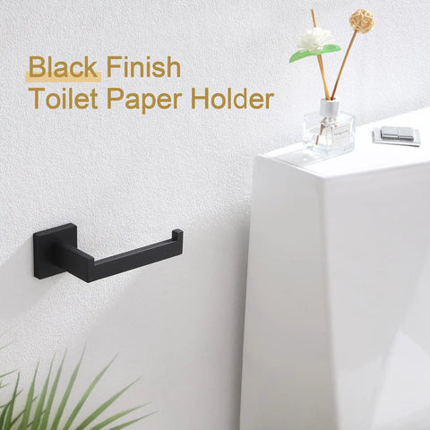 Matte Black Wall Mounted Toilet Paper Holder Stainless Steel SUS304 Rustproof Bathroom Accessory