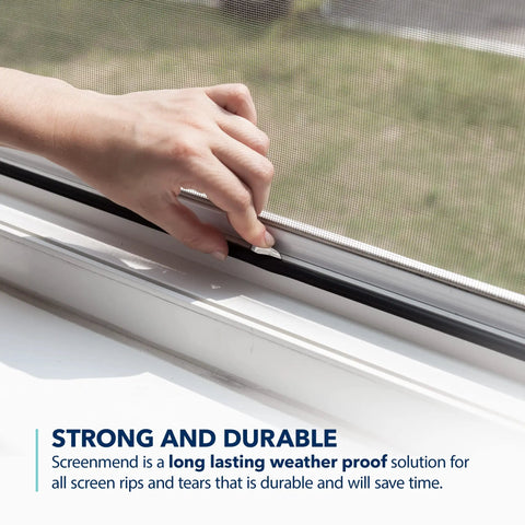 Window Screen Repair Kit 5 By 7 Inch Patch Silver Two Patches For A Quick Handy Screen Fix applied on window screen