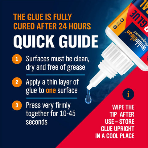 Quick guide for All Purpose Super Glue 25g Quick Drying Clear Adhesive For Metal Plastic Wood Ceramic Glass Repairs.