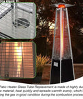 Glass Tube Replacement For Patio Heaters 49.5 Inch Tall 4 Inch Diameter With Silicone Connecting Ring in use on flame heater