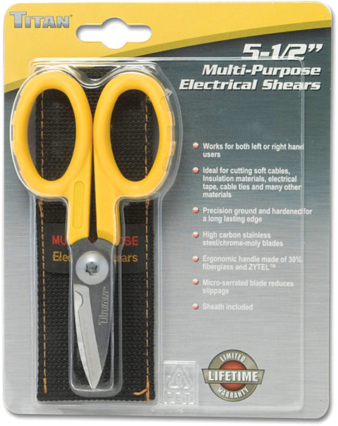 5-1/2 Inch Multi Purpose Electrical Shears Go To Tool For Pros With Micro Serration Heavy Duty High Carbon Blades