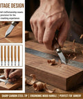 Hand using Six Pack Heavy Duty Woodworking Marking Knives With High Carbon Steel Blades And Dual Bevel Heads for precise cuts.