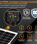 Diagram showing the SOLPERK charge controller with 50W 12V Solar Panel Kit With Waterproof MPPT Controller Trickle Charger Maintainer.