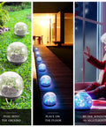 Dope Solar Globe Lights For Outdoor Pathway And Garden Waterproof LED Cracked Glass Balls 12 Pack Three Point Nine Inch