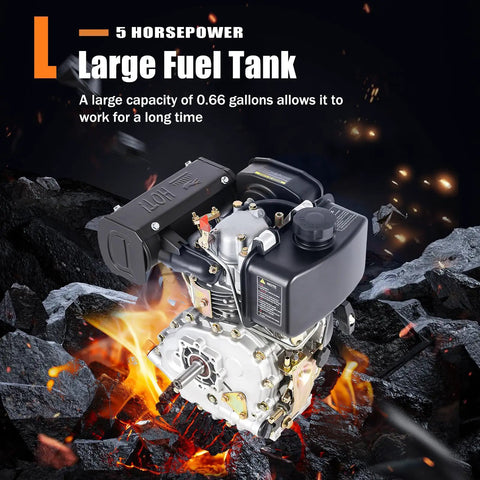 5HP Diesel Engine 247cc 4 Stroke Single Cylinder Hand Start With 3600 RPM For Water Pumps Tillers Generators 0.66 Gallon
