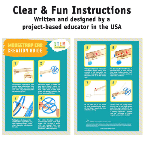 Hands On Classroom Physics Project Ten Pack Mousetrap Car Kit For Ages Eight And Up Build And Race Ten Mini Cars With Plastic Wheels Laser Cut Wood Chassis String Dowels And Zip Ties instruction guide