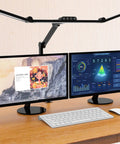 LED Desk Lamp With Clamp for Home Office Atmosphere Lighting with dual monitors, 7 joint adjustable swing arm, ultra bright light