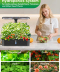 Smart Indoor Herb Garden Kit With 24W LED Grow Light on kitchen counter with woman preparing salad, easy setup, no green thumb needed