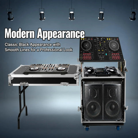 Heavy Duty 12U Server Rack Cabinet Built Tough For IT Network Rigs And Pro Audio Gear Featuring Hassle Free Adjustable Mounting Rails sleek black finish.